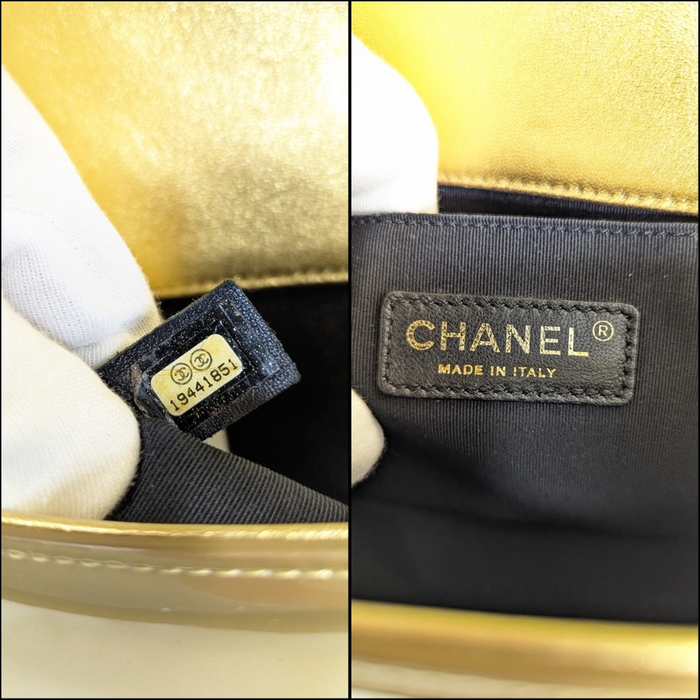 ✨️Super Rare Authentic Chanel Boy Flap Gold Quilted Patent Medium Bag - Picture 16 of 16